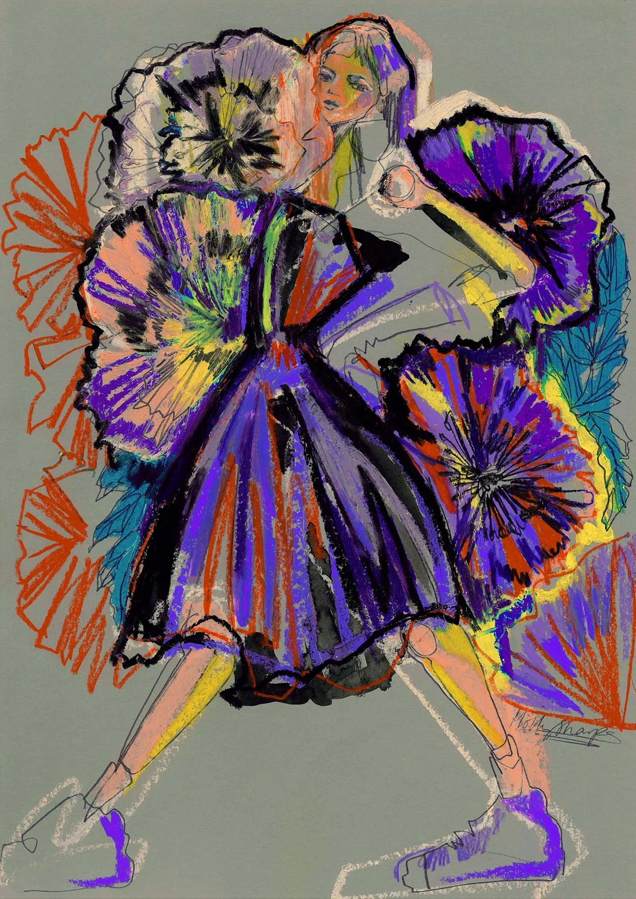 High quality art print of edgy and quirky bold fashion drawing